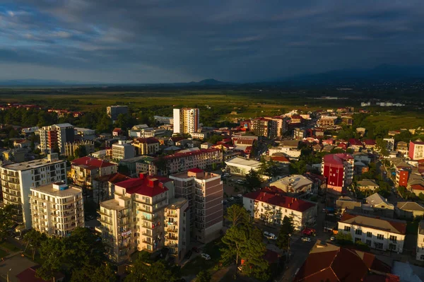 Panorama Uitzicht Vanuit Lucht Stad Kobuleti Georgië Woningbouw Bovenaanzicht — Stockfoto