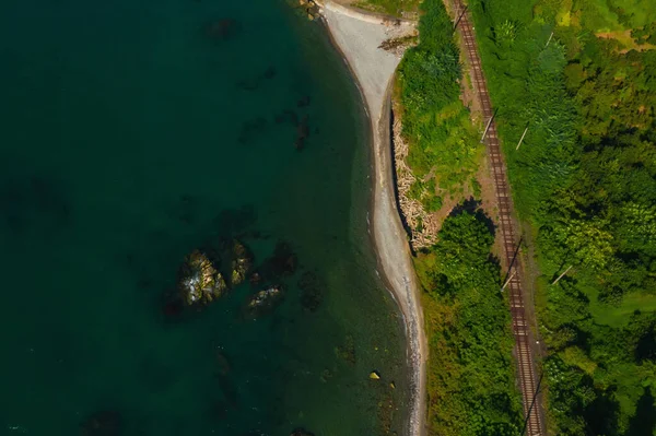 Ferrocarril Cerca Playa Salvaje Kobuleti Ferrocarril Largo Costa Batumi Mar — Foto de Stock