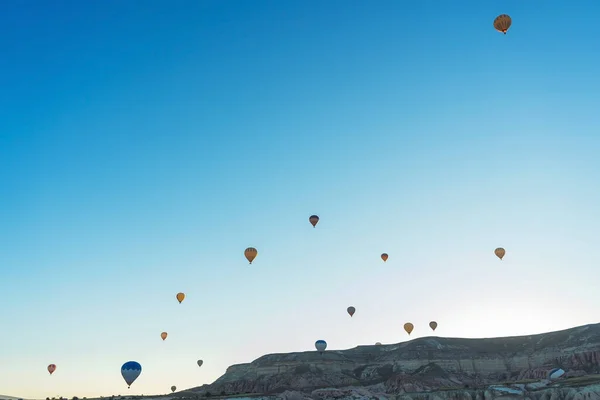 Balloons Background Blue Sky Clouds Balloons Sky Cappadocia Turkey Texture — Stock Photo, Image