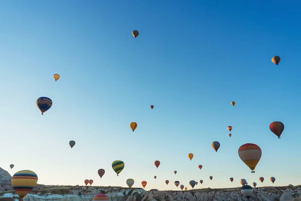 Balloons Background Blue Sky Clouds Balloons Sky Cappadocia Turkey Texture — Fotografia de Stock