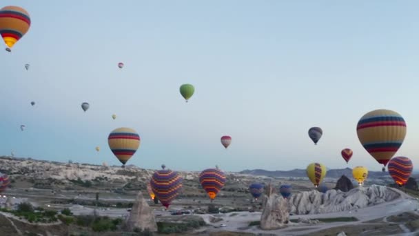 Cappadocia Turkey 2019 Het Begin Van Start Van Ballonnen Vallei — Stockvideo