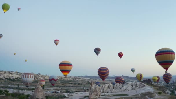 Cappadocia Turkey 2019 Beginning Take Balloons Valley Goreme Cappadocia Turkey — Vídeos de Stock