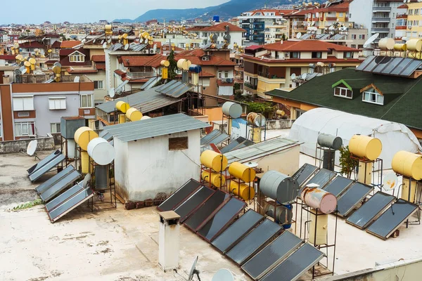 Türkiye Alanya Daki Evlerin Çatısında Isıtıcıları Var Antalya Güneş Dostu — Stok fotoğraf
