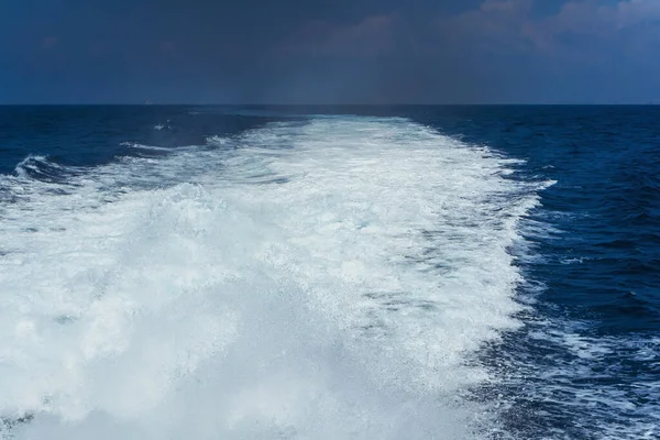 Texture Sea Water Foam Motor Ferry Ship Blue Sea White — Stockfoto