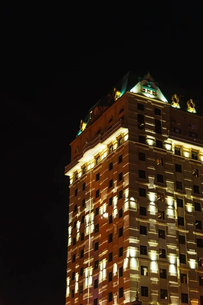 Beautifully Illuminated Hotel City Batumi Buildings Lanterns Black Background — Φωτογραφία Αρχείου