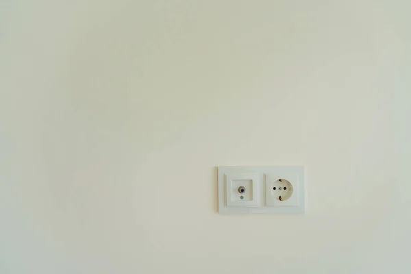 Electric Socket White Background Connection Center Internet Television Electrical Appliances — 스톡 사진