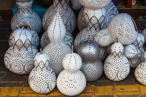 Decorative Pumpkin Pods Perforation Silver White Dried Gourd Lamps Turkey — 图库照片