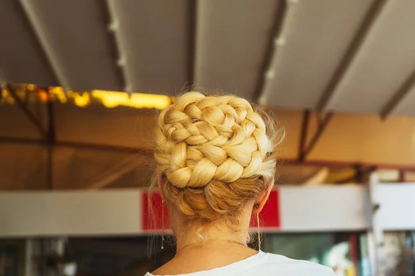 Braided Blonde Hairstyle Hairstyle Braid Blonde Cafe — Stockfoto