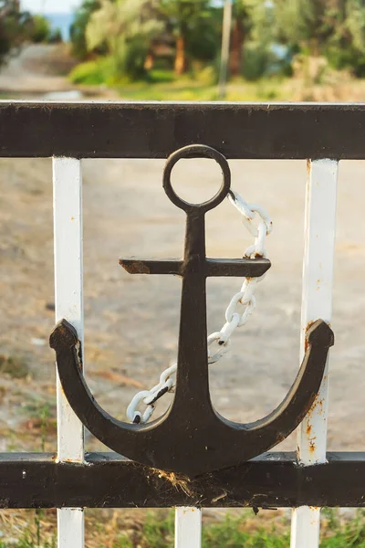 Ship Anchor Black Fence Metal Anchor Outdoor Interior — Photo