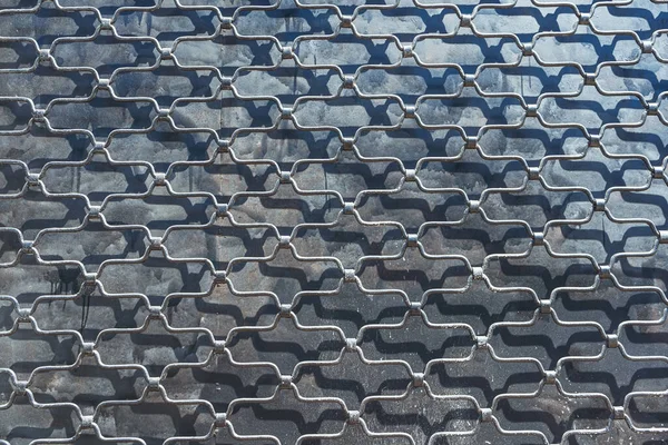 Old Fence Oriental Style Metal Mesh Geometric Pattern Shadow — Stockfoto