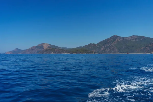 Crystal Clean Water Mediterranean Coast Turkish Coast Tourist Ship — 스톡 사진