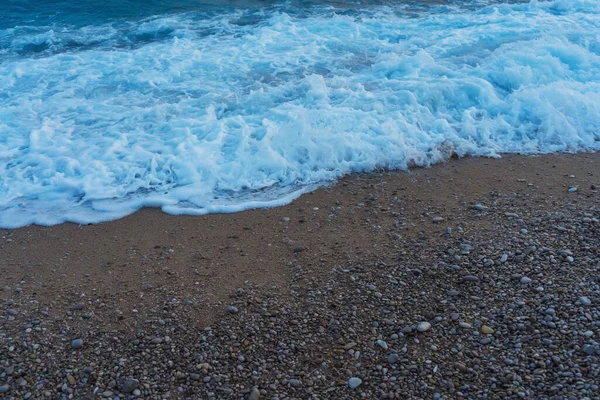 Coast Mediterranean Sea Evening Clean Beach Mediterranean Sea Beach Pebbles — Fotografia de Stock