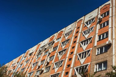 soviet building in tashkent. old district of tashkent. housing renovation in uzbekistan