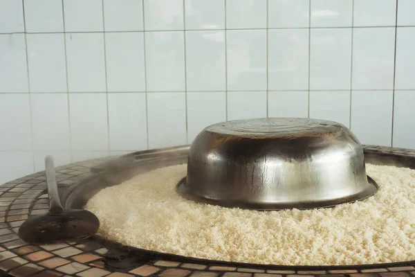 uzbek plov in tashkent. cooking pilaf in the tourist place of uzbekistan