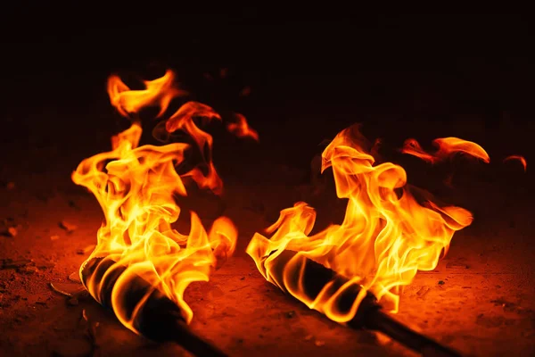 Orange Fire Iron Torch Burning Kerosene Cane Rag Burning Staff — Fotografia de Stock
