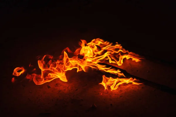 Orange Fire Iron Torch Burning Kerosene Cane Rag Burning Staff — Stok fotoğraf