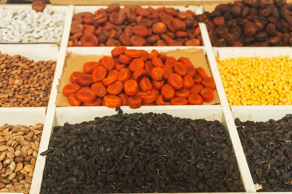 Assorted Dried Fruits Market Uzbekistan Different Types Dried Sweets Tashkent — 스톡 사진