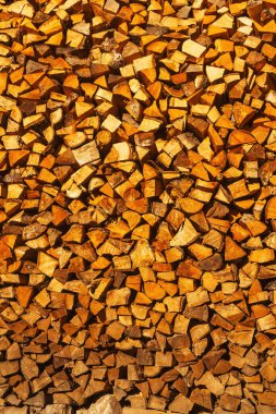 texture of chopped wooden logs. warehouse of logs for the furnace for the winter in georgia