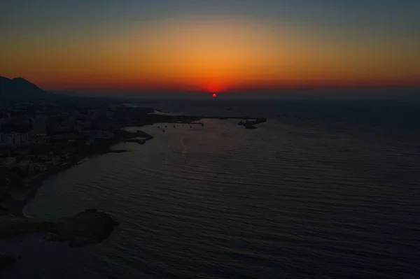 Sunset Skyline Cyprus Drone Photography Sunset Sea Seeing Sun Cyprus — 스톡 사진