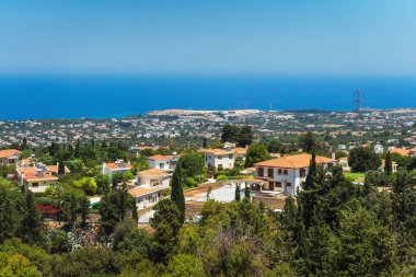 white building on the island of cyprus. bright residential buildings in cyprus to protect from the scorching sun. houses of Turkish citizens in Turkish cyprus