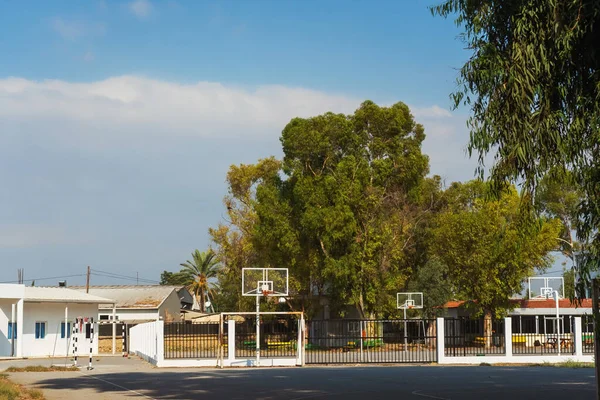 outdoor basketball court in cyprus. roofless basketball court. outdoor sports
