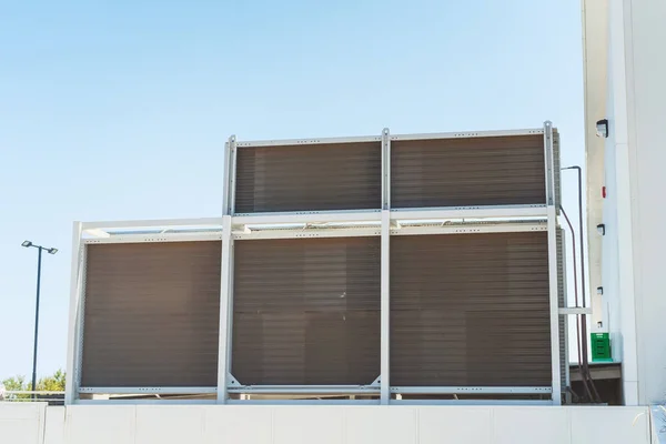air conditioning system in cyprus. installations for supplying air in a warm country. air cooling units on the roof of a building on an island