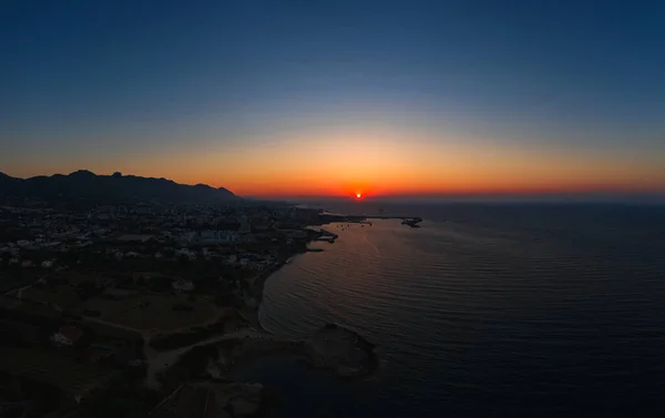 Sunset Skyline Cyprus Drone Photography Sunset Sea Seeing Sun Cyprus — Φωτογραφία Αρχείου