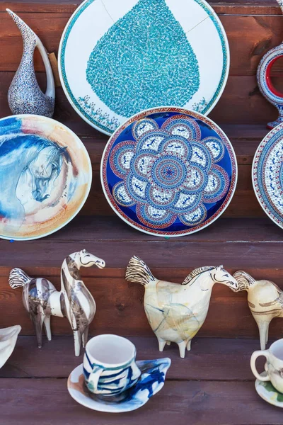 National Turkish Clay Souvenirs Souvenir Tourists Handmade Cappadocia Small Horses — Stock Photo, Image