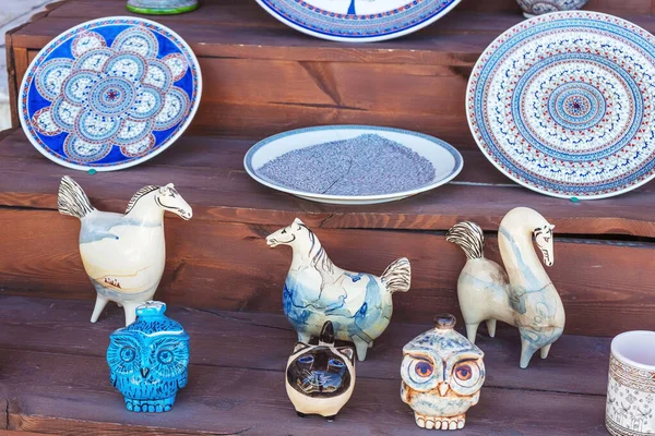 National Turkish Clay Souvenirs Souvenir Tourists Handmade Cappadocia Small Horses — Stock Photo, Image