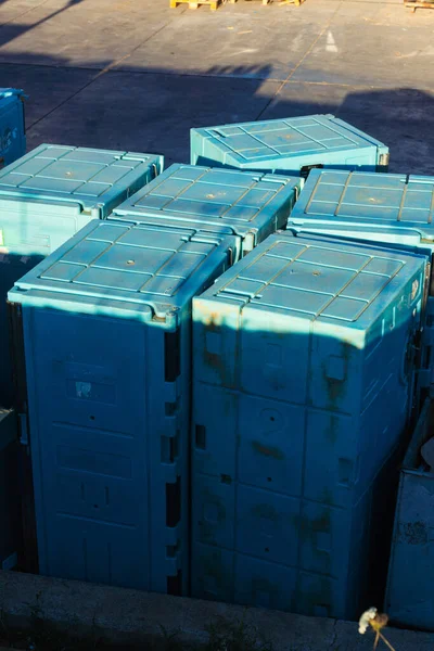 delivery of drinking water to the island in istanbul. replenishment of provisions and water by sea. storage of clean bottled water on the pier. waiting for food and water to be loaded onto the ship