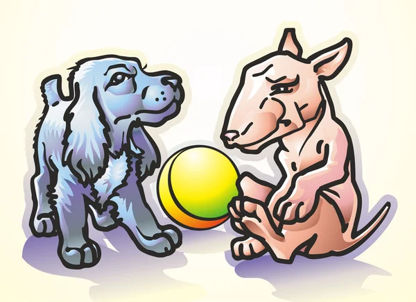 Bull terrier and spaniel — Stock Vector