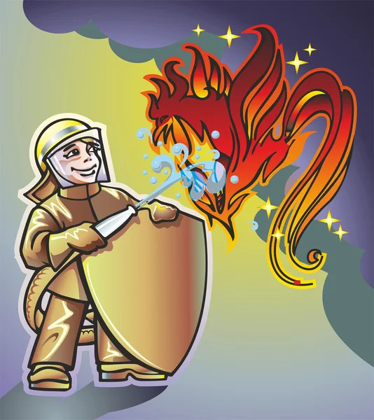 Pompier & feu — Image vectorielle