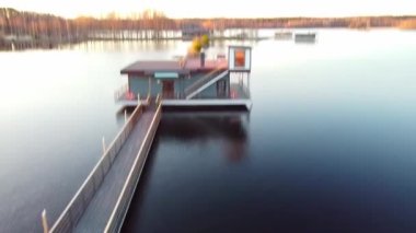 Yanisyarvi gölünün havadan görünüşü. Karelia, Rusya.