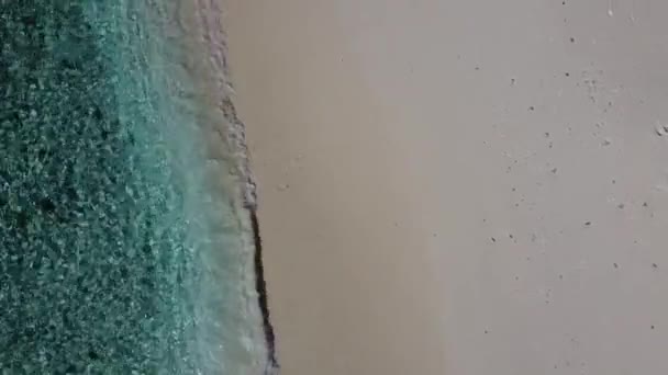 Légi Kilátás Óceán Hullámok Roll Egy Üres Fehér Homokos Strandon — Stock videók