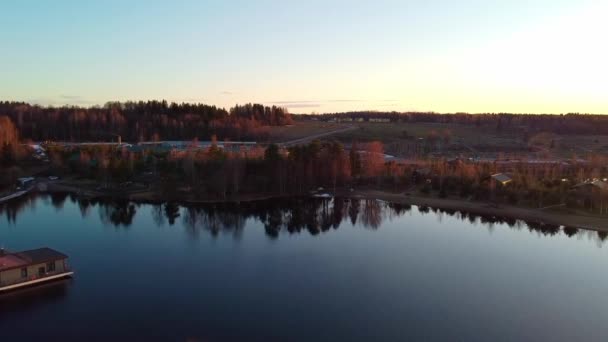 Widok Lotu Ptaka Jezioro Yanisyarvi Karelia Rosja — Wideo stockowe