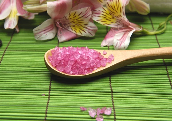 Herbal salt and orchid — Stock Photo, Image