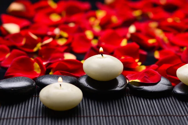 Stones on stone with red rose — Stock Photo, Image