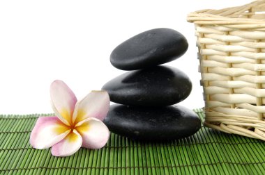 güzel frangipani ve zen taşlar