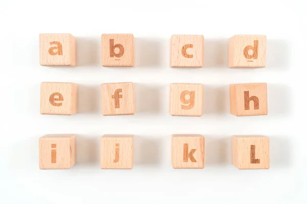 Alphabet Wood White Background — Stock Photo, Image