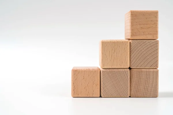 Wood Cube Arrange Pyramid Shape Business Concept Stock Picture