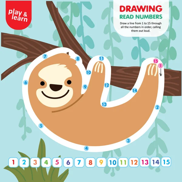 Σχέδιο Εκπαιδευτικό παιχνίδι Sloth Εκτυπώσιμη Διάνυσμα Φύλλο Εργασίας — Διανυσματικό Αρχείο