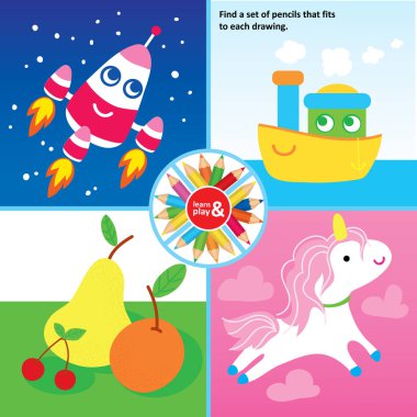 Mantık Çocuğu Oyun Oynamayı Öğrenir Yazdırılabilir Çalışma Tablosu. Anaokulu Doğru Cevabı Bulma Ödevi Egzersizi. Çocukların Beyin Eğitimi Dersi. Anaokulu Etkinlik Geliştirme Düz Çizgi Film Vektörü İllüstrasyonu