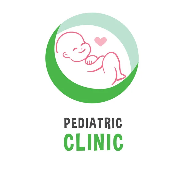 Nyfödd Circle Center Pediatriska Kliniken Logotypen Glad Sleeping Little Baby — Stock vektor