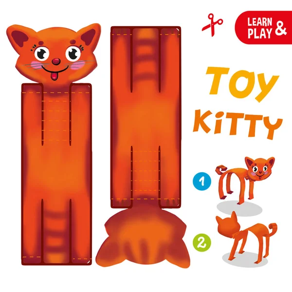 纸制卡通猫咪玩具 给孩子们的游戏辅导 小贴士可以帮你从纸上收集猫玩具 玩啊学啊孩子们的教育游戏你自己来吧儿童杂志图解 — 图库照片#
