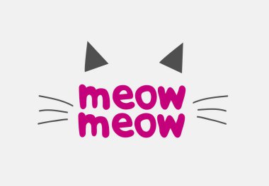 Kedi Yüzlü Logo Simgesi Tasarımı. Şirin Kedi Bıyıkları Sığınak ya da Evcil Hayvan Dükkanı için Pul Damgası. Hayvan Bakımı Sembol Konsepti Vektör İllüstrasyon Logosu