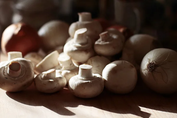 Cooking champignons — Stock Photo, Image