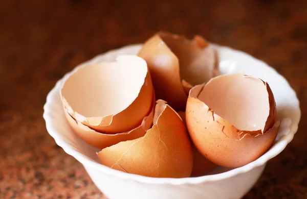 Beyaz bir kase içinde boş yumurta kabuğu