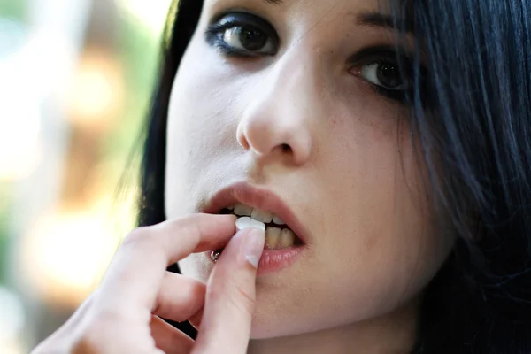 Young girl with a pill — Stock Photo, Image