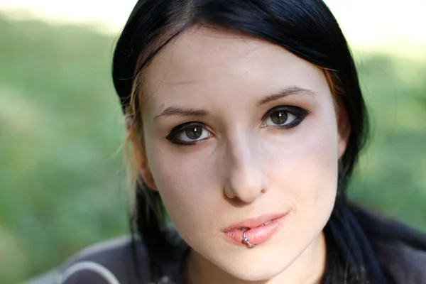 Girl with pierced lip — Stock Photo, Image