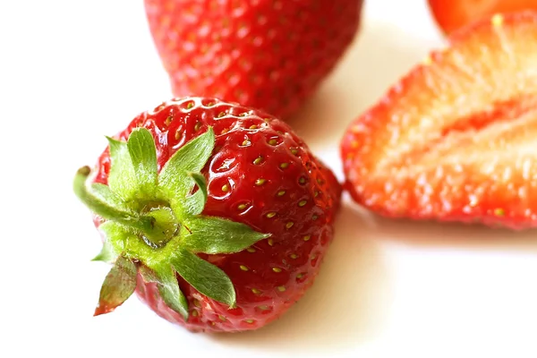 Strawberries close-up on white background — Stock Photo, Image